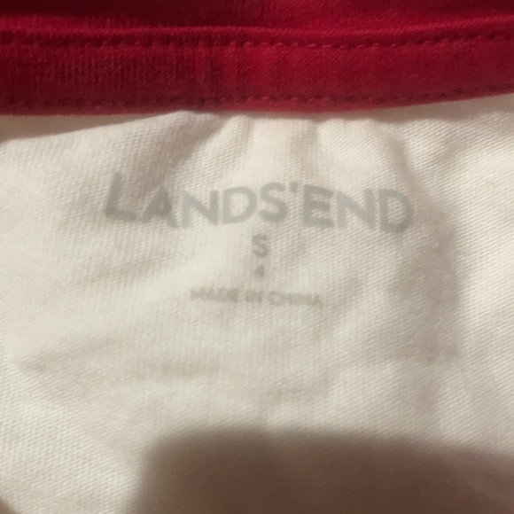 Lands end 4 gold heart top red sleeves white body worn once euc - Picture 4 of 6